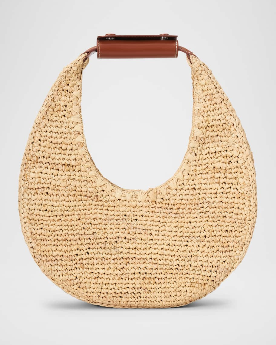 Moon Raffia & Leather Shoulder Bag | Neiman Marcus