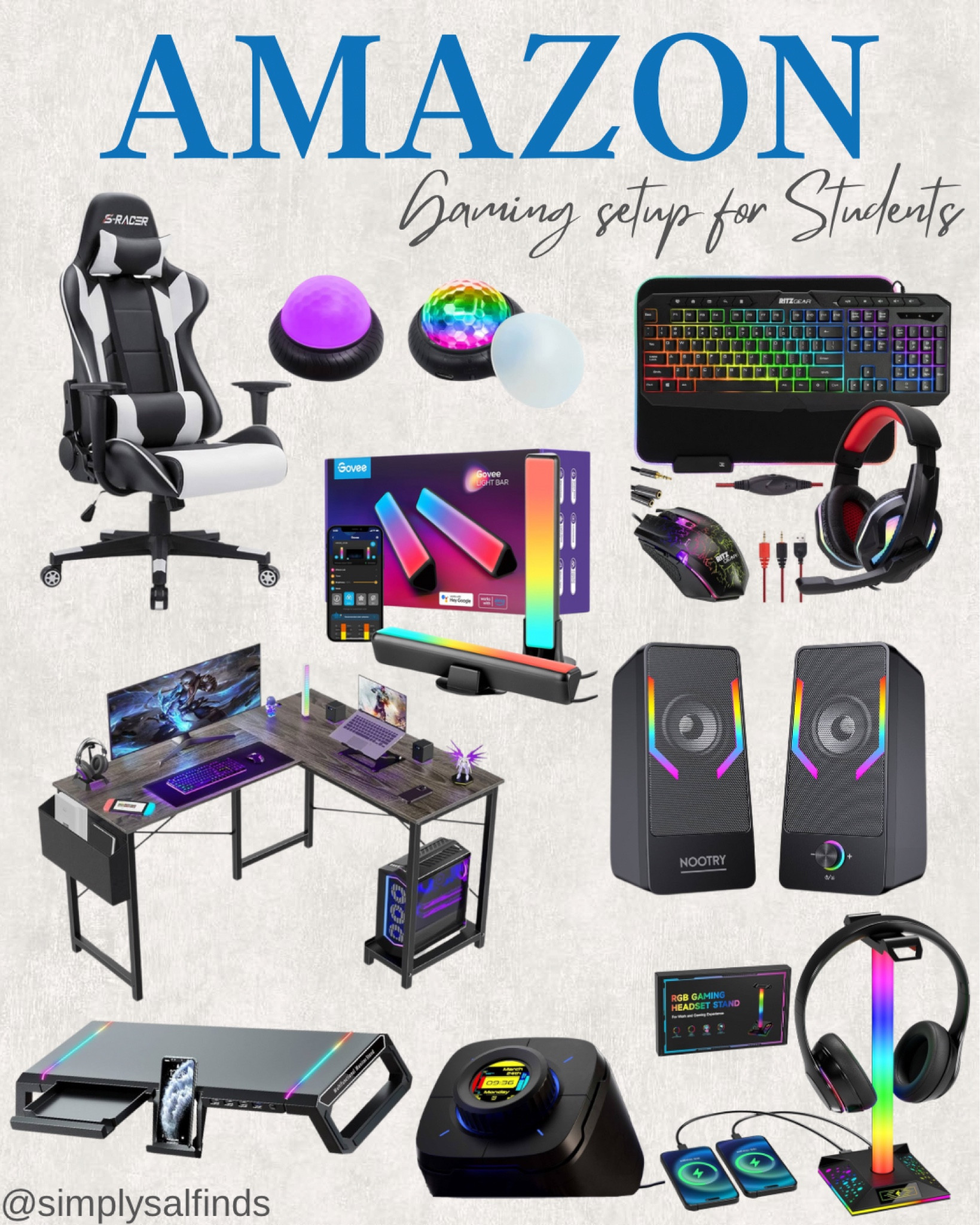 AMAZON- Game setup for students

Programmable keypad, desk top macro keyboard, gaming chair, gaming accessories, multimedia keyboard, optical mouse, mouse pad with headset and adapter, desktop speakers with 7 color backlit, gaming lights room decor, smart led light bars, gaming computer monitor stand with riser and drawer, gaming headphone stand, L shaped gaming desk



#LTKFindsUnder100 #LTKOver40 #LTKFindsUnder50