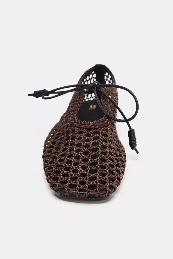 CUTWORK BALLET FLATS WITH BOW | Zara UK