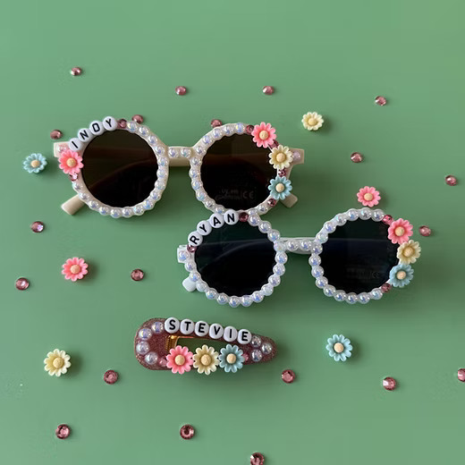 Personalized Flower Trio Sunglasses + Clip | Strand.Up