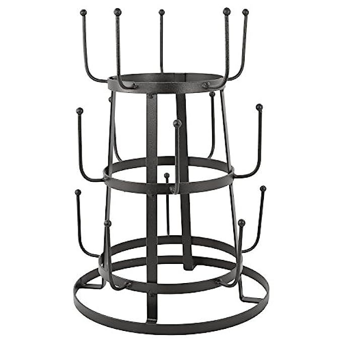 MyGift Vintage Rustic Gray Iron Mug/Cup / Glass Bottle Organizer Tree Drying Rack Stand | Amazon (US)