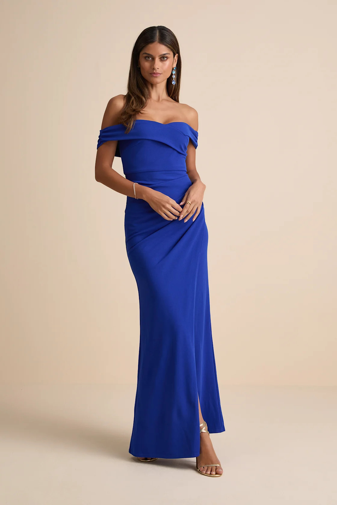 High-Class Presence Royal Blue Off-the-Shoulder Maxi Dress | Lulus
