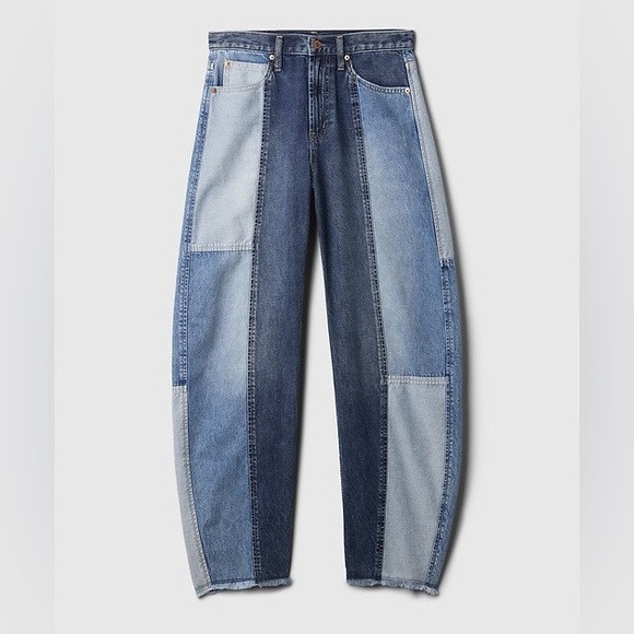 GAP High Rise Barrel Jeans In Patchwork | Poshmark