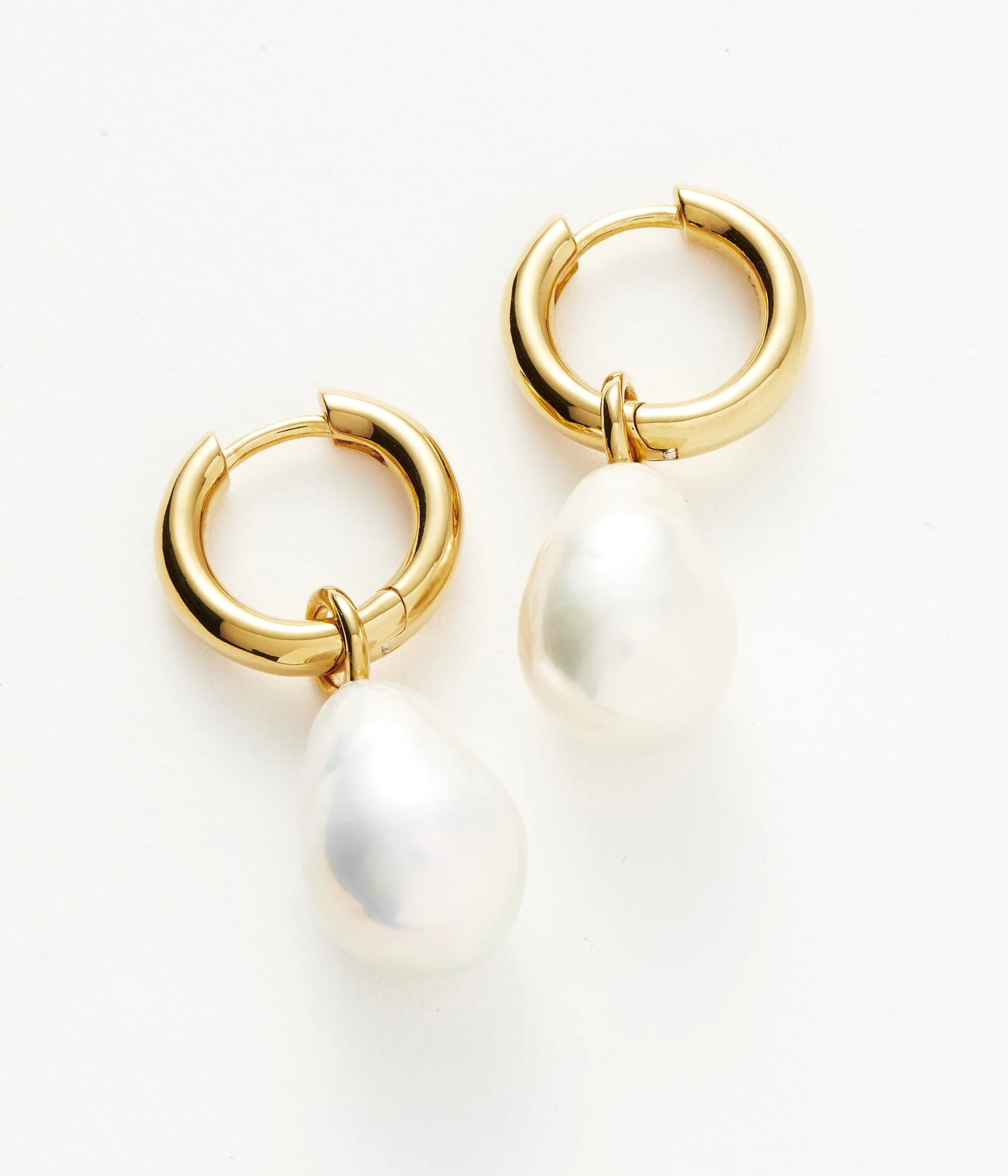 Baroque Pearl Drop Tunnel Mini Hoop Earrings | 18ct Gold Plated Vermeil/Pearl Earrings | Missoma US