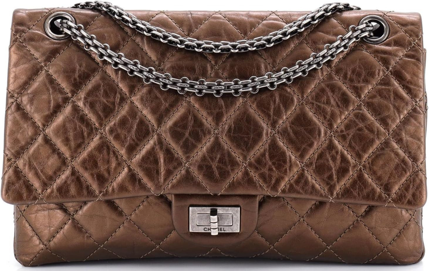 Amazon.com: Chanel, Pre-Loved Reissue 2.55 Flap Bag Quilted Metallic Aged Calfskin 226, Brown : A... | Amazon (US)