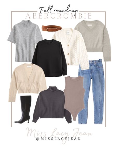 New for fall Abercrombie finds includes oval buckle belt, shirt sleeve mock neck sweater, jeans, bodysuit,  v-neck sweater, cable cardigan, crew neck sweatshirt, cashmere cardigan, waffle tee, heeled boots

Fall finds, fall outfits, Abercrombie fall finds, fall outfits 

#LTKfindsunder100 #LTKshoecrush #LTKstyletip
