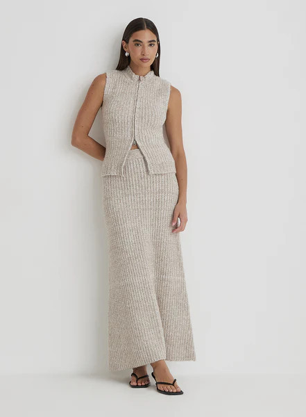 Camel Knitted Maxi Skirt- Brandy | 4th & Reckless