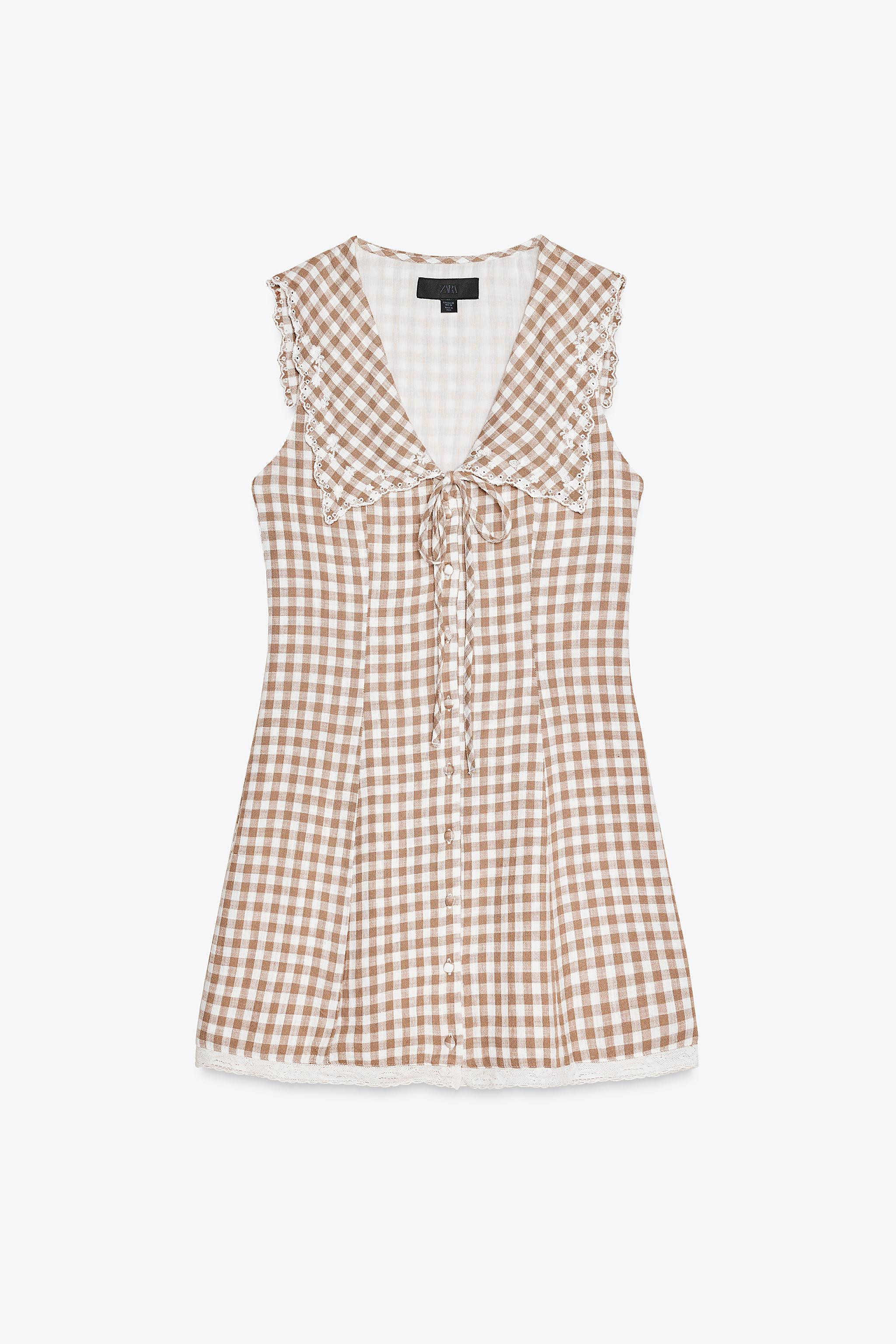 GINGHAM SHORT DRESS WITH PETER PAN COLLAR | Zara US