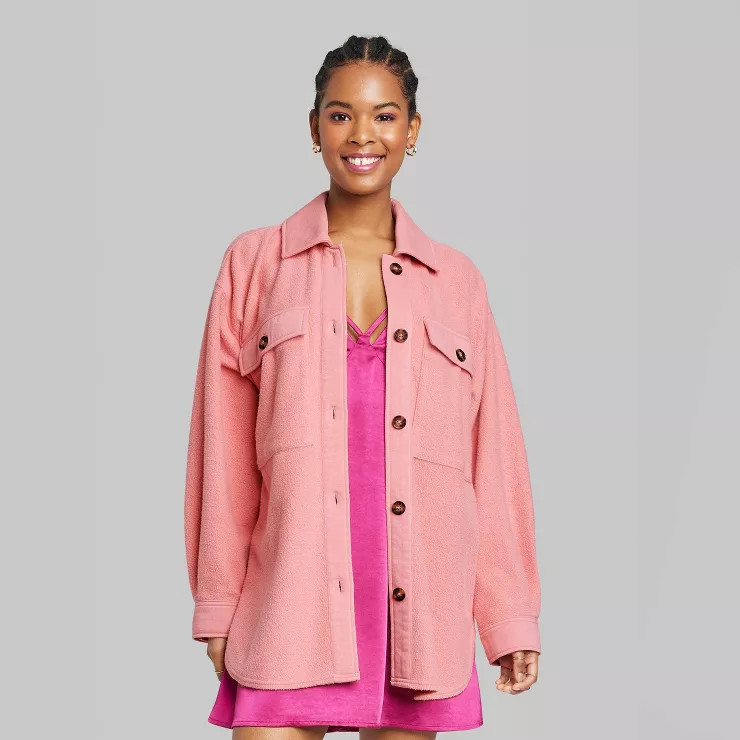 Women's Brushed Fleece Oversized Shacket - Wild Fable™ | Target