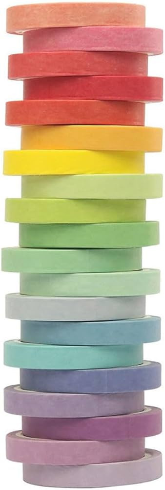 20 Rolls Washi Tape Set, Rainbow Washi Tape Colorful Masking Tape 7.5mm Wide, Thin Decorative Tap... | Amazon (US)