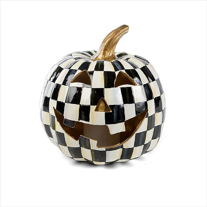 MacKenzie-Childs Courtly Check Illuminated Jack-o’-Lantern, Halloween Home Decor | Amazon (US)