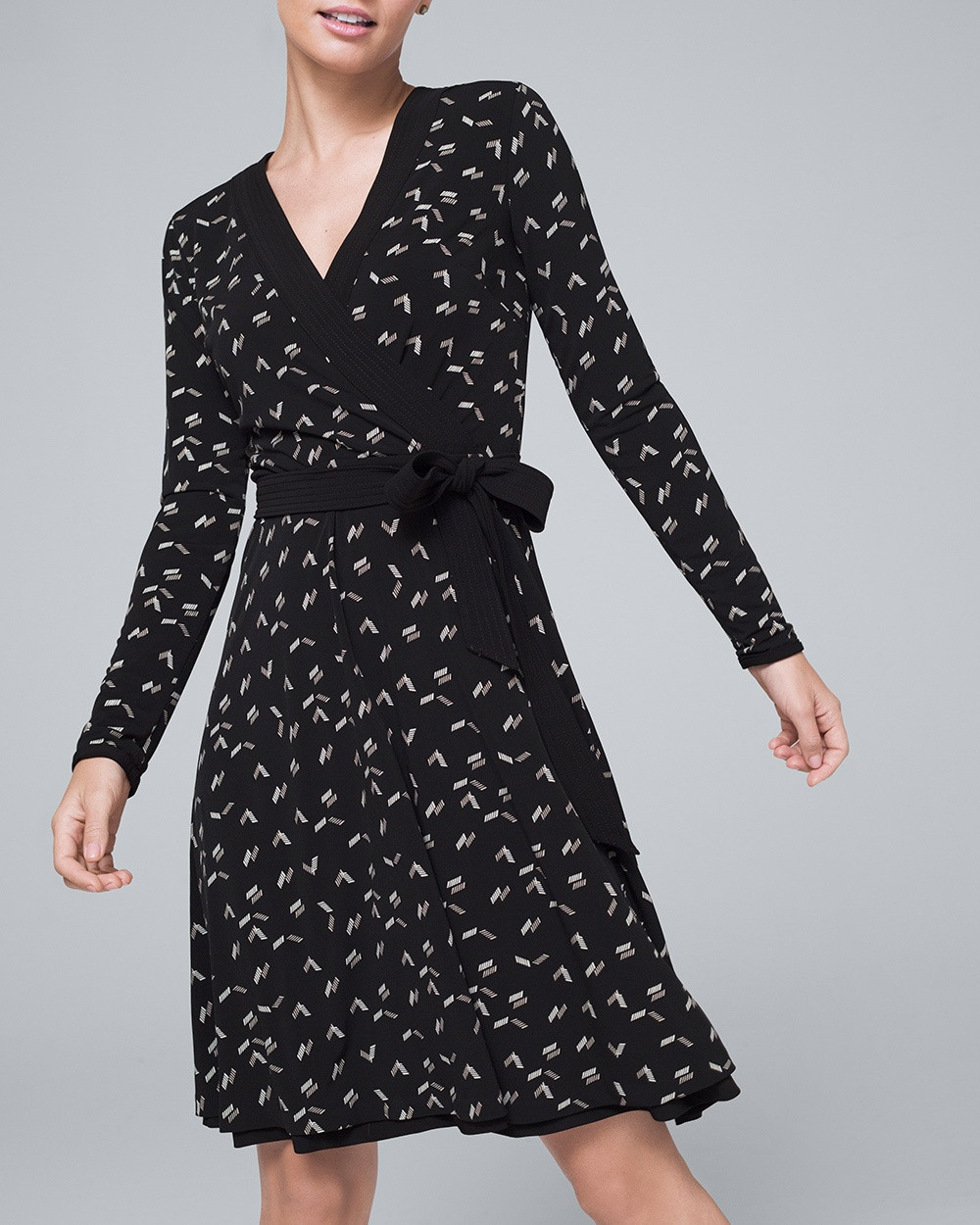 Women's Reversible Chevron/Solid Fit-and-Flare Dress by White House Black Market, Abstract Chevron B | White House Black Market