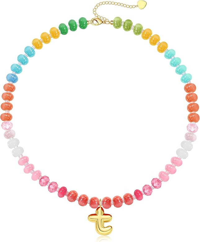 Initial Necklaces for Women, Beaded Necklaces for Women with Bubble Necklace Letter Stocking Stuf... | Amazon (US)
