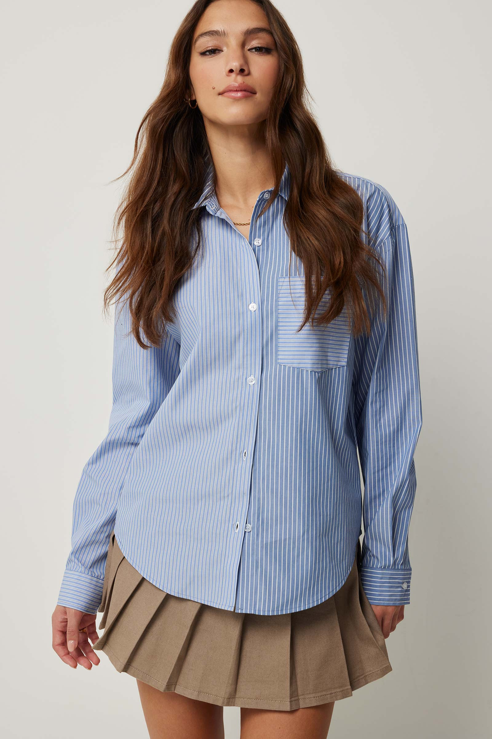 Dual Print Striped Shirt | Ardene