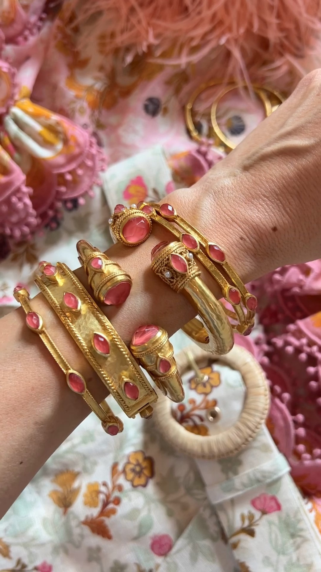 Wanted to share a close-up of these pretty details from Julie Vos. My favorite new colorway for spring is this gorgeous, iridescent coral. Matches with everything! Linking the outfit from Zimmerman as well with some additional similar options in the same fabric. It fits tts, I have the xs in both items  

#LTKstyletip #LTKwedding #LTKSeasonal