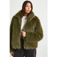 Womens Vintage Look Faux Fur Jacket - Green - 12 | boohoo (US & Canada)