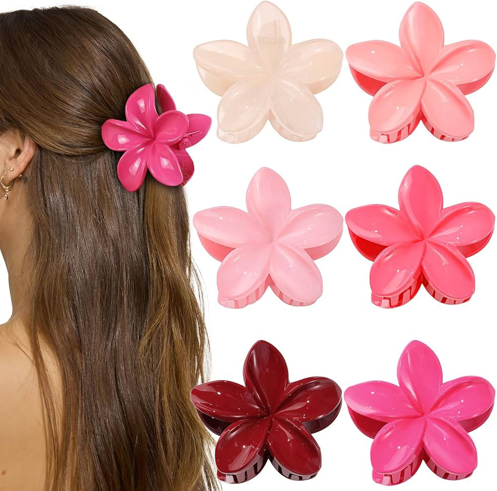 6 PCS Flower Hair Clips for Women, Pink Flower Claw Clips for Thick Thin Hair, Cute Daisy Hair Cl... | Amazon (US)