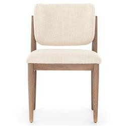Julie Modern Classic Beige Performance Whitewash Brown Wood Dining Side Chair | Kathy Kuo Home
