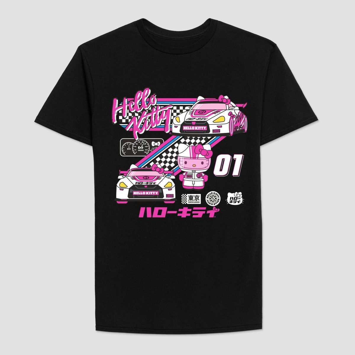 Men's Sanrio Hello Kitty Racing Short Sleeve Graphic T-Shirt - Black | Target