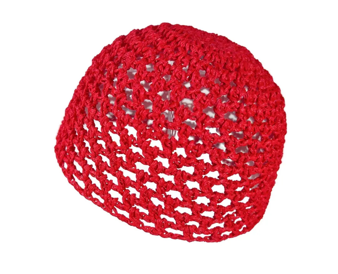 100% Viscose Hand-Crocheted Skull Cap Hat | PROPER RED SATIN | Etsy (US)