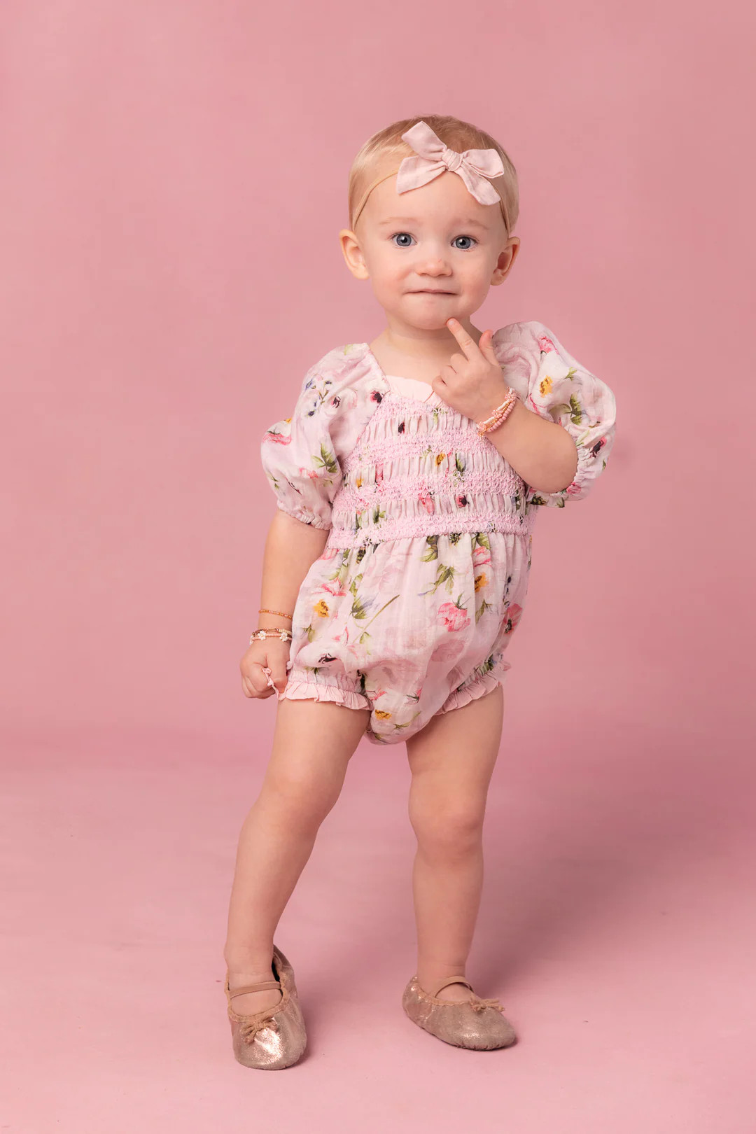 Baby Roselyn Romper in Pink | Ivy City Co