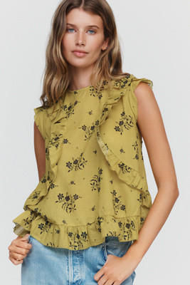 By Anthropologie 100% Cotton Ruffled Tank | Anthropologie (US)