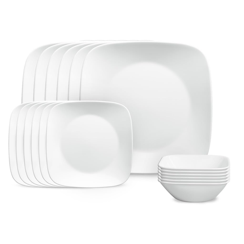 Corelle Vitrelle 18-Piece Service for 6 Square Dinnerware Set Triple Layer Glass and Chip Resista... | Amazon (US)