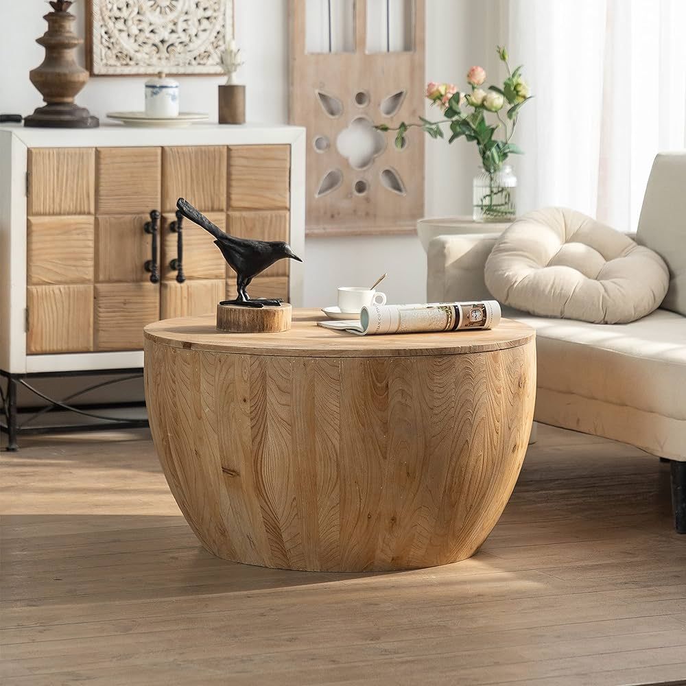 31.50" Vintage Style Bucket Shaped Coffee Table for Office, Dining Room and Living Room | Amazon (US)