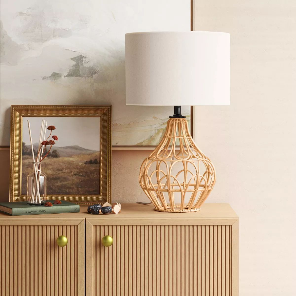 Boho Rattan Table Lamp Brown - Threshold™ | Target