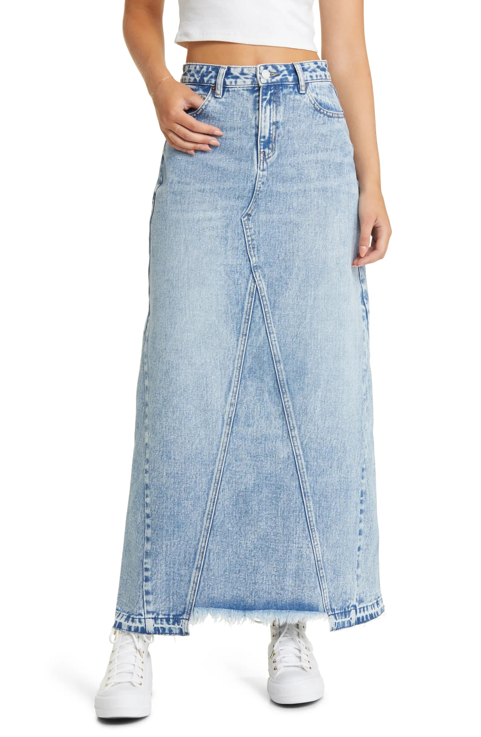 Prosperity Denim Release Hem Denim Maxi Skirt | Nordstrom | Nordstrom