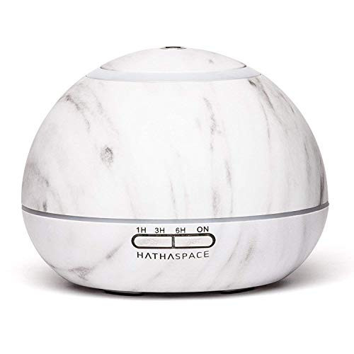 HATHASPACE Marble Essential Oil Diffuser, 350ml Ultrasonic Aromatherapy Diffuser & Cool Mist Humidifier, BPA-Free, 24+ Hour Run Time, 7-Color Mood Light, Quiet Air Diffuser for Home & Office, White | Amazon (US)
