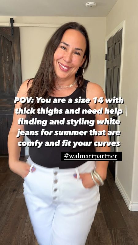 #walmartpartner The best white jeans are from @Walmart !!! I'm a size 14 and sized up one to a 16. I always size up in white jeans and denim shorts. These have a little stretch, are comfortable, and curvy girl friendly! I've styled them a few ways so you can get a lot of wear out of them. Which is your favorite look? #walmartfashion @walmartfashion

#LTKSeasonal #LTKStyleTip #LTKFindsUnder50