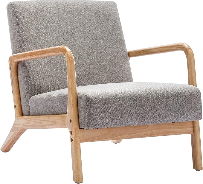 DUHOME Accent Chairs for Bedroom,Linen Living Room Furniture,Solid Wood Frame Lounge Arm Chair,Mi... | Amazon (US)
