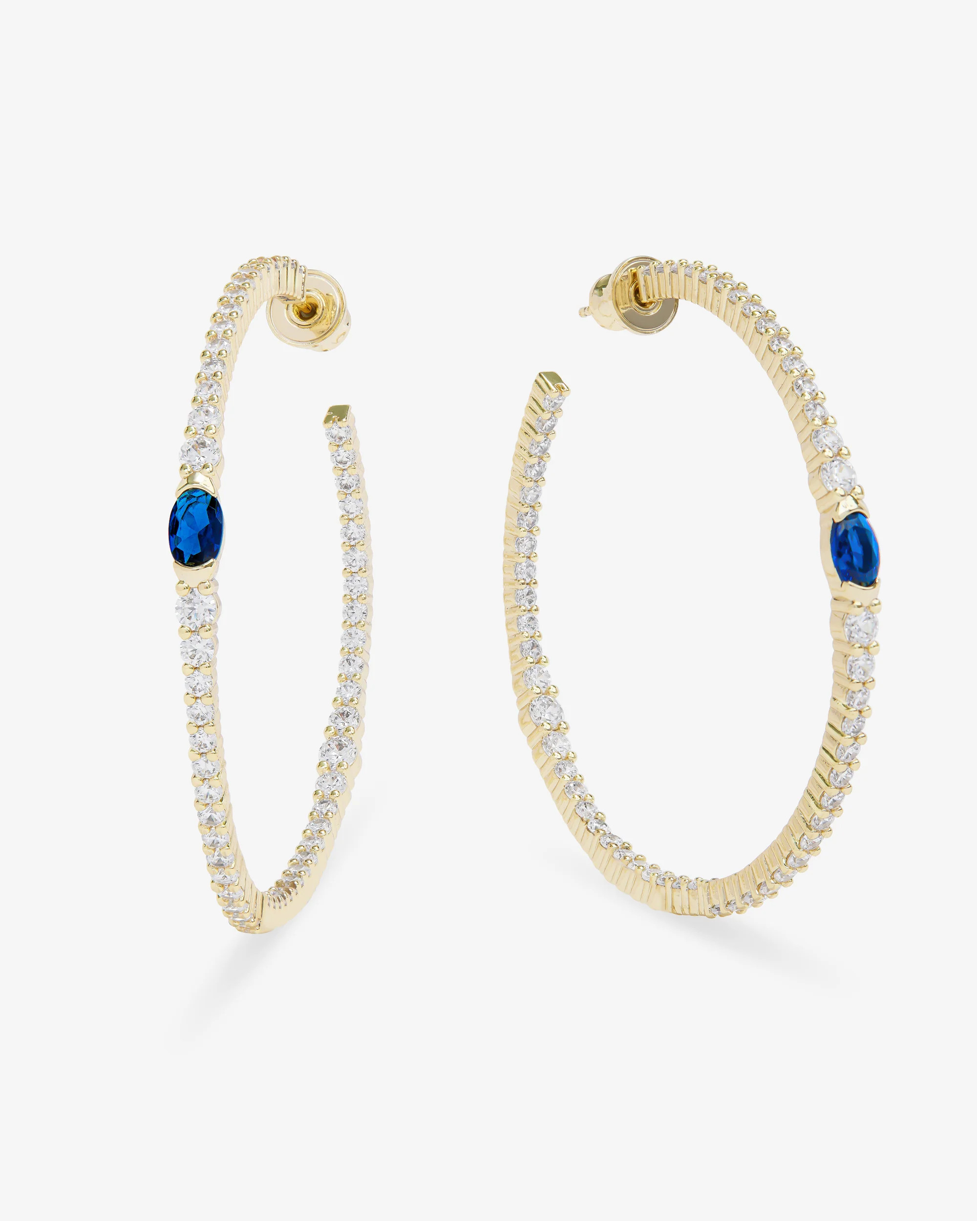 The Maven Hoops 2" - Gold|Blue Sapphire | Melinda Maria Jewelry