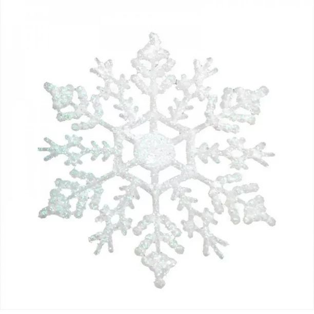 Clearance! 12Pcs/Set 4-Inch Sparkly Plastic Glitter Snowflake Christmas Ornaments Xmas Tree Hange... | Walmart (US)