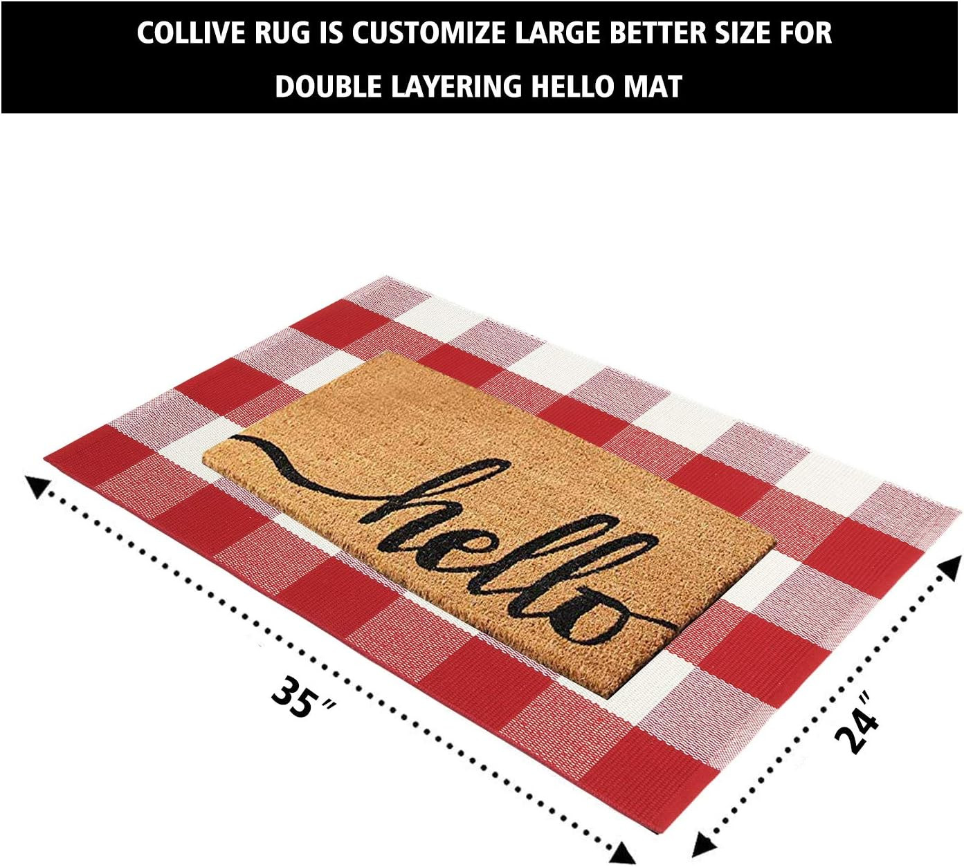 Buffalo Plaid Outdoor Rug 24'' x 35'', KIMODE Christmas White/Red Woven Cotton Farmhouse Welcome ... | Amazon (US)