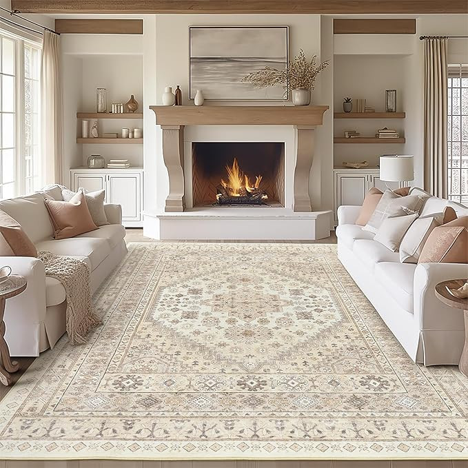 zesthome 8x10 Area Rugs for Living Room,Non-Slip Backing Washable Rugs,Vintage Large Area Rug，S... | Amazon (US)