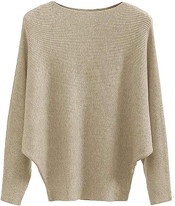 MAKARTHY Women's Batwing Sleeves Knitted Dolman Sweaters Pullovers Tops | Amazon (US)