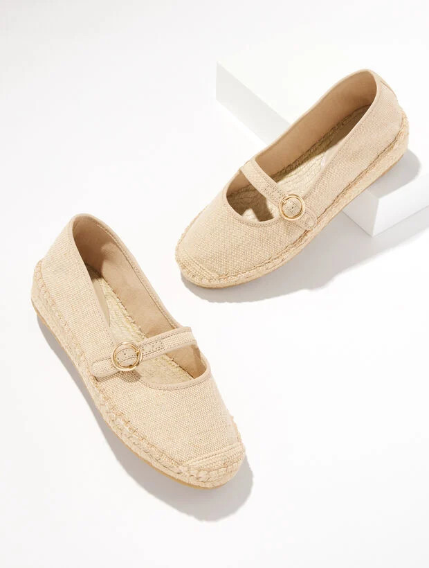 Iva Mary Jane Metallic Linen Espadrille Flats | Talbots