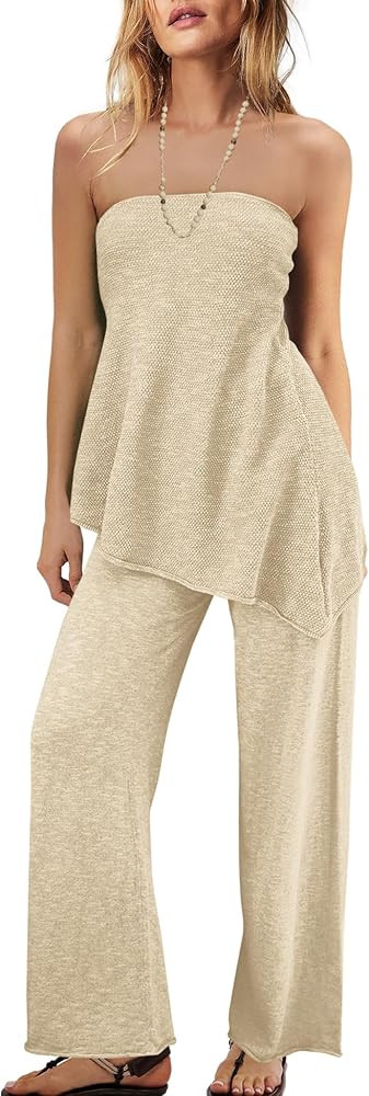 Panadila Womens Off Shoulder Sweater Set 2 Piece Outfits Summer Vacation Knit Matching Lounge Set... | Amazon (US)