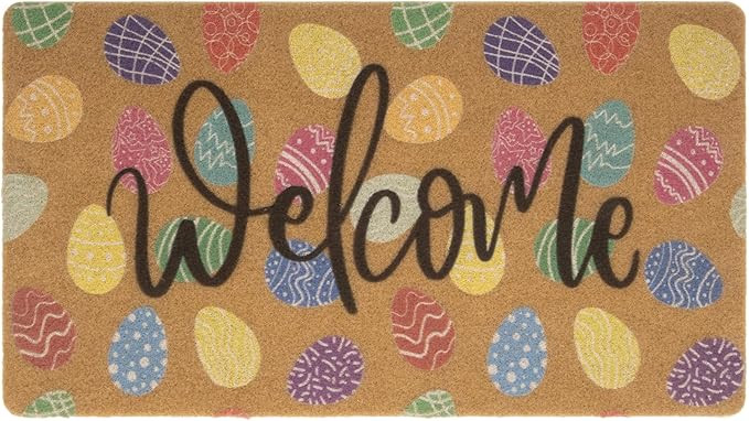 Easter Coir Doormat Spring Welcome Mat - Colorful Easter Eggs Front Door Mat Indoor Outdoor Entra... | Amazon (US)