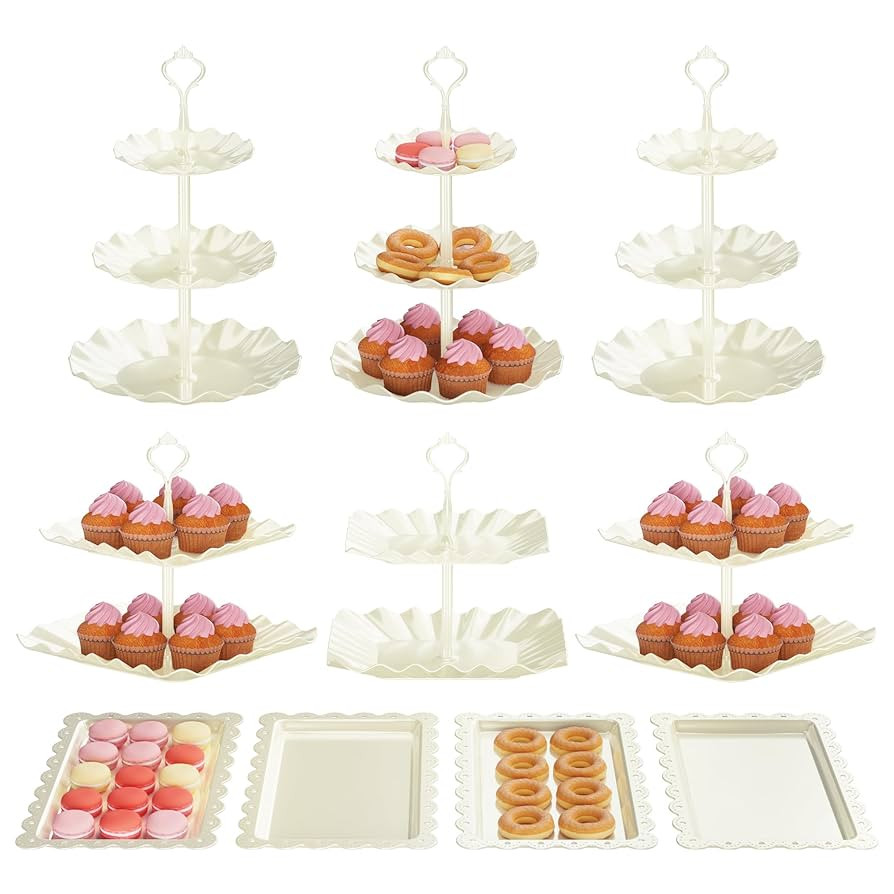 10 PCS Cupcake Stand Holder, Dessert Table Display Set, Treat Table Candy Cake Desert Tiered Tray... | Amazon (US)