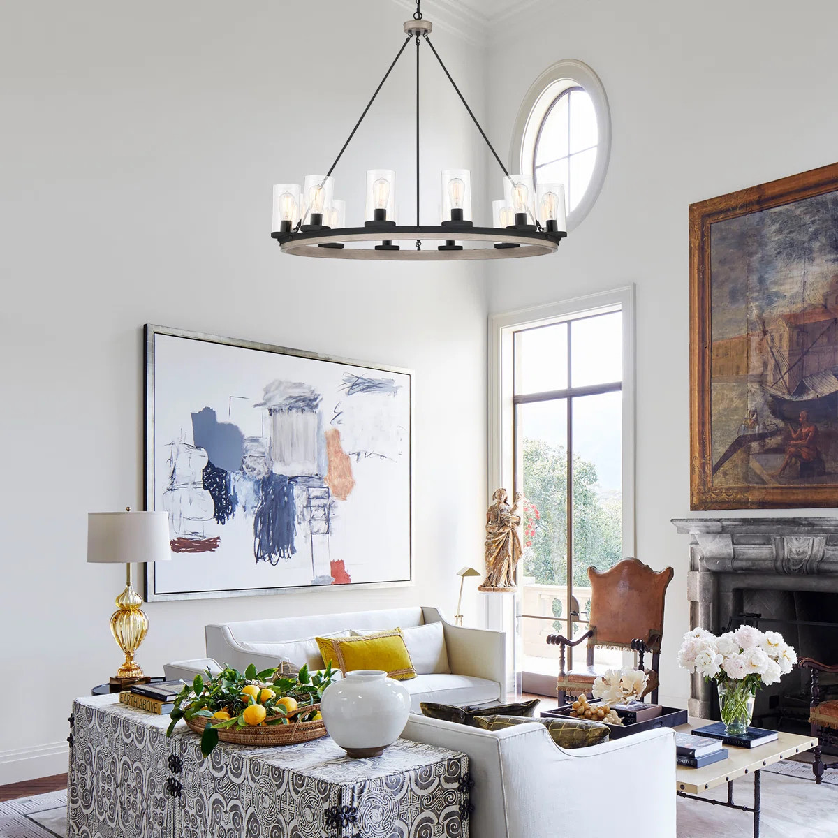 Hendon 12 - Light Wagon Wheel Dimmable Chandelier | Wayfair North America