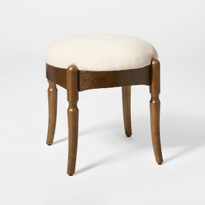 Cabriole Leg Upholstered Ottoman Dark Walnut Brown - Threshold™ designed with Studio McGee | Target