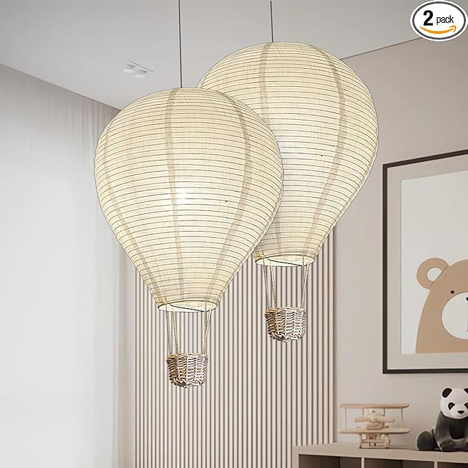 2PCS fabric Hot air balloon lampshade decorations hanging 14inch pendant light shade Gifts for ch... | Amazon (US)