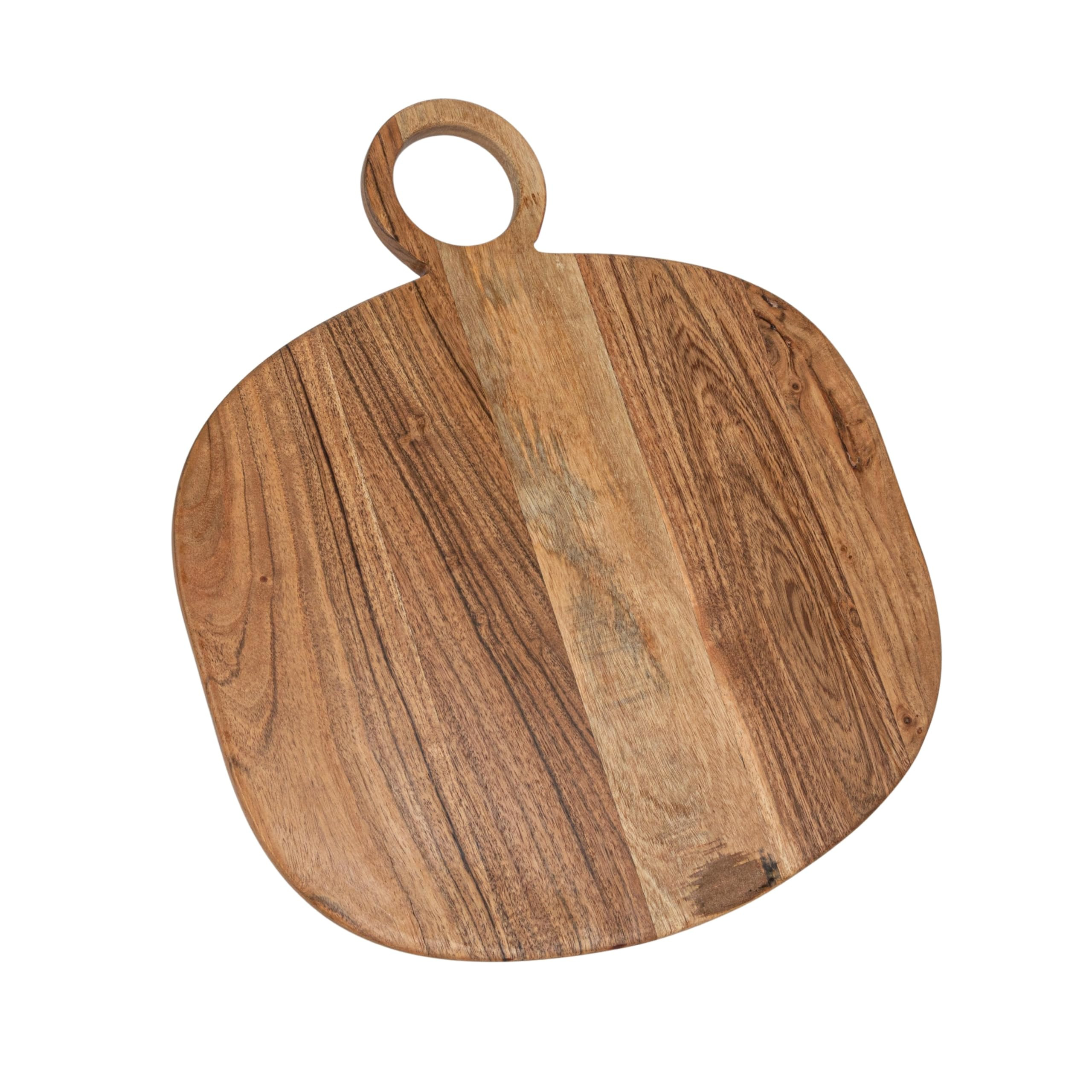 Creative Co-Op Oval Acacia Wood Oval Cheese and Cutting Board with Handle, Natural | Amazon (US)