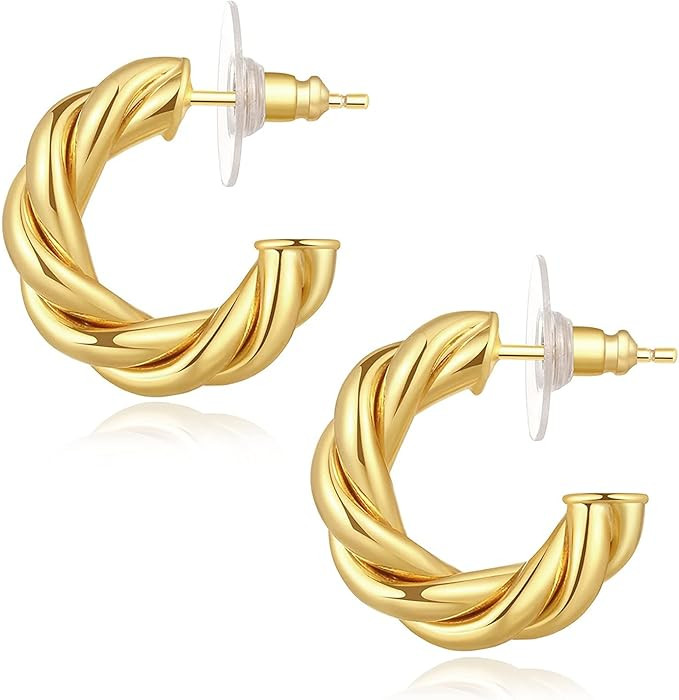 BMMYE Boucles d'oreilles créoles torsadées pour femme, boucles d'oreilles vintage hypoallergén... | Amazon (FR)