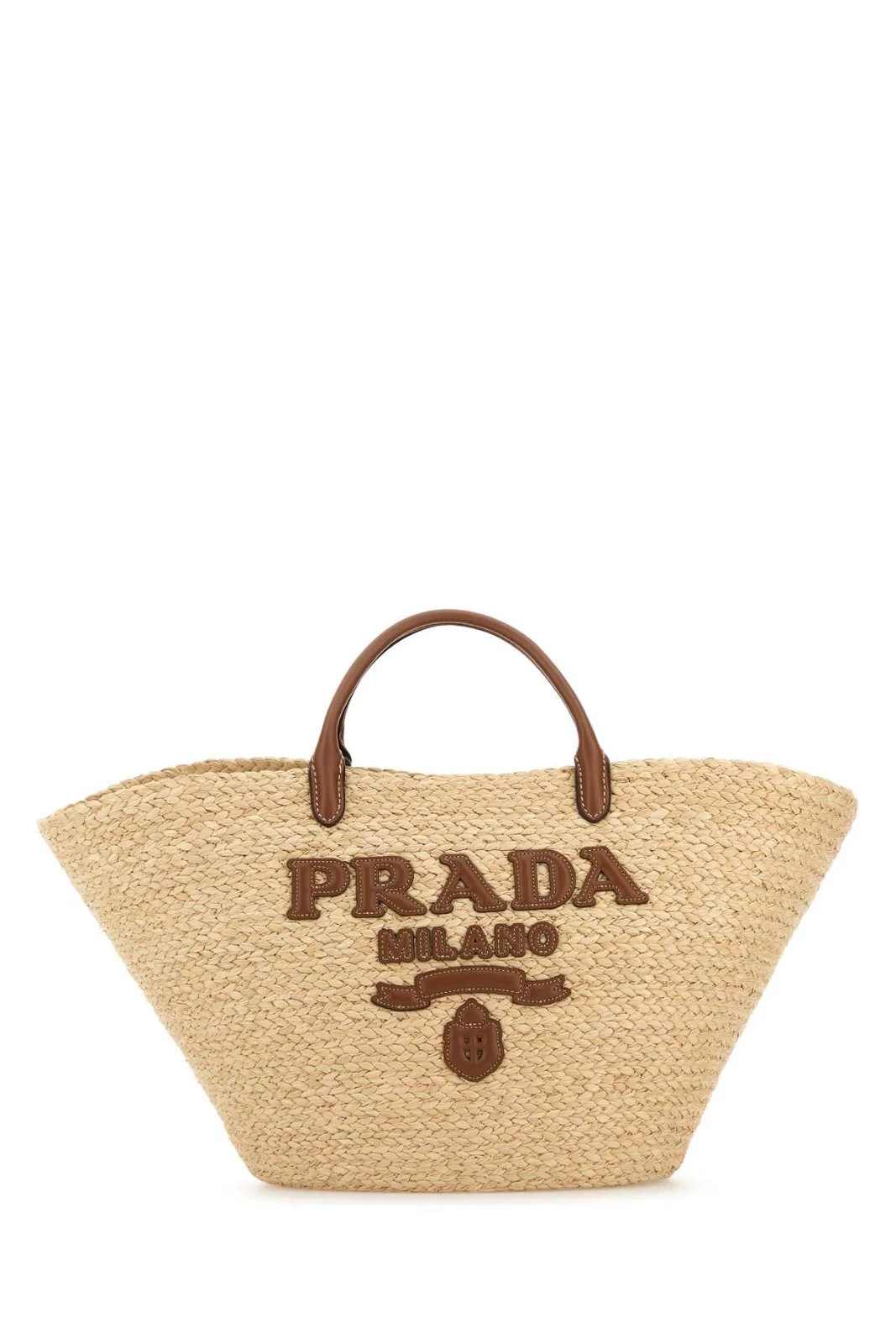 Prada Logo-Appliqué Woven Top Handle Bag | Cettire Global
