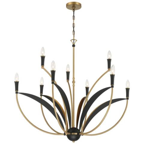 Miller 35 1/2"W Legacy Brass and Black 9-Light Chandelier | Lamps Plus