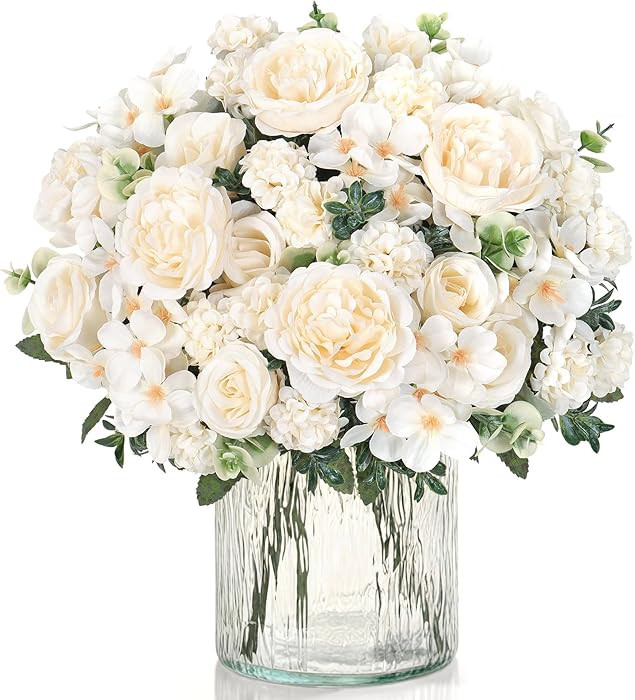 2 Bundles White Peonies Artificial Flowers Silk Flower Centerpieces for Tables Fake Flower Arrang... | Amazon (CA)